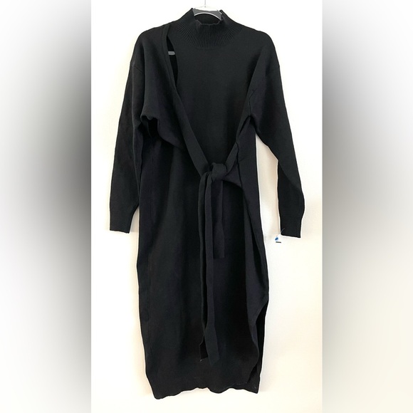 ELOQUII | Sweater Dress | Tie Wrap with Front Cutout | Black | Women’s 14/16 - Picture 1 of 4